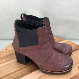 Sorel Addington Chelsea Booties Block Heel Ankle Boots Womens Size 7 Pull On